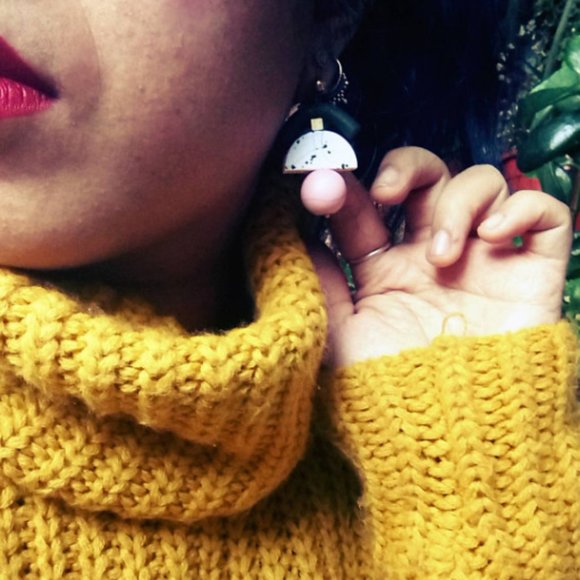 IEBIS Green Pink White Spot Polymer Clay Earrings - Picture 3 of 8